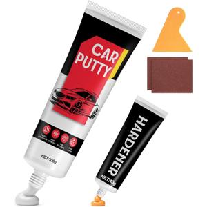 Auto Body Filler, Car Scratch Repair Kit, 100g Car Filler & 10g Hardener, Sandpaper, Scraper, Harden without Cracking, Quick-Drying Suit for Car, Boat, Metal, Fibreglass Paint Scratch Removal Repairs
