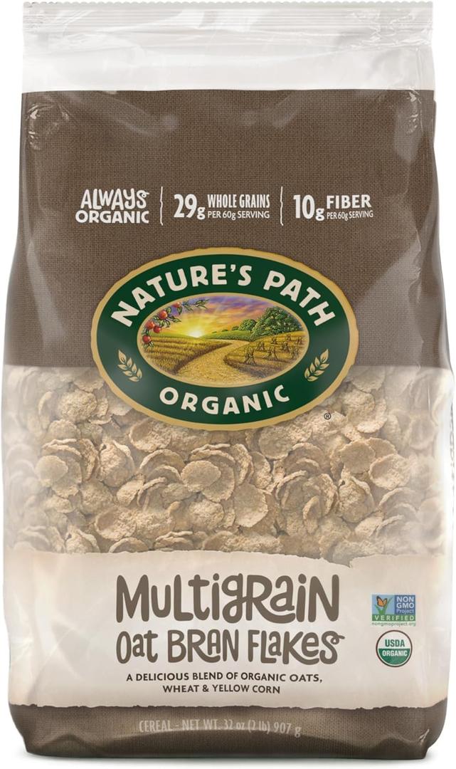 Nature's Path Organic Cereal, Multigrain Oat Bran, 32 Oz Bag (Pack of 6), BBD 07/25/2026