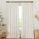 NICETOWN Linen Pinch Pleated Curtain for Bedroom/Living Room Thermal Insulated Back Tab Linen Curtain Drapes Soft Rich Material Light Reducing Drape Panels for Window, 2 Panels, 52 x 84 Inch, Linen