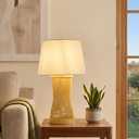 Booniture Boho Table Lamp, 17" Bamboo Bedside Lamp for Living Room