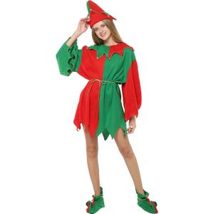 EraSpooky Women Christmas Santa Elf Costume for Christmas Party (One Size)