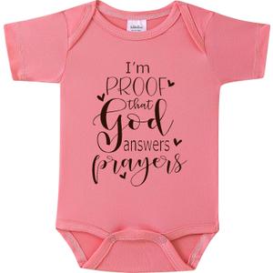 I'm Proof That God Answers Prayers Baby Onesie,Soft 0-3 Months Infant Bodysuit for Pregnancy Reveal or Baptism