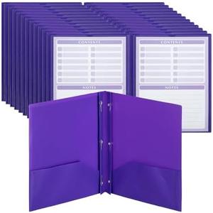 Mr. Pen- Plastic Folders with Pockets and Prongs, 24 Pack, Letter Size, Purple, Flexible Plastic Folders with Prongs Bulk, Clear Front Pocket and Card Slot