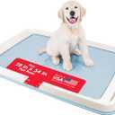 IRIS USA Pee Pad Holder - For Large Sized Puppy and Puppy Training Pads, Secured Latches, Non-Skid Feet, High Polish Finish for Easy Cleaning, Leak Protection, Fits 28"x 34" Pad or Larger, Square, Blue