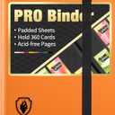 Heavy Duty Card Binder, Fabmaker 9 Pocket Trading Card Binder Holds 360 Cards, Sleek Side-Loading Card Album, Sturdy Card Collection Folder for Game Cards, Sport Cards, Orange