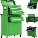 8 Drawer Tool Chest with Wheels, 2 in 1 Detachable Rolling Tool Box Cabinet, Locking Metal Tool Storage Organizer with Portable Top Chest for Garage Workshop, Green
