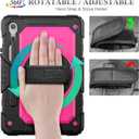 SEYMAC stock Case for Samsung Galaxy Tab S10 Lite / S10 FE / S9 FE 5G / S9 Tablet Case 10.9''/ 11'' Protective with Screen Protector, Pen Holder, 360 Rotate Stand, Hand Strap, Shoulder Strap, Pink