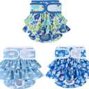 Washable Dog Diapers Female 3 Pack Reusable Highly Absorbent Puppy Diapers, Premium Doggie Diapers, Durable Leak-Proof Dot Doggy Diapers for Period Heat Incontinence Potty Training,XS