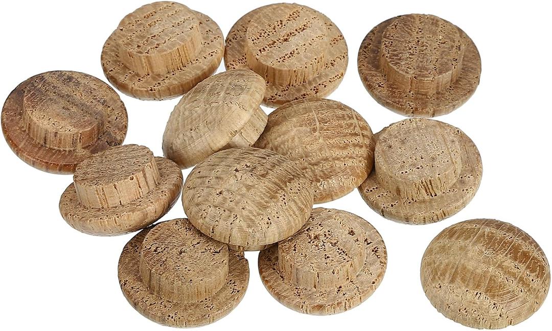 uxcell 12 Pcs 0.39 x 0.59 Inch Wood Hole Plugs, Wooden Screw Hole Cover, Wood Pocket Button Plug for Chair Stair Craft Furniture Woodworking