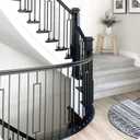12Pack Wrought Iron Balusters 44 Inches Deck Balusters Combine 1/2" Square Plain Bar Balusters with Single Rectangle Metal Balusters Hollow Satin Black, GRMIKBU GB04