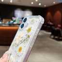 Compatible with iPhone 16 Plus Case for Women,Cute Pressed Dried Real Flowers Design Clear Shockproof Phone case Cover for iPhone 16 Plus (White Flower)