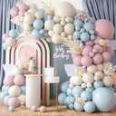 Gender Balloon Garland Arch Kit, Dusty Pink and Blue White Sand Balloons Boho Pink Nude Balloon for Neutral Theme Baby Shower Birthday Bridal Shower Wedding Gender & Reveal Party Decoration