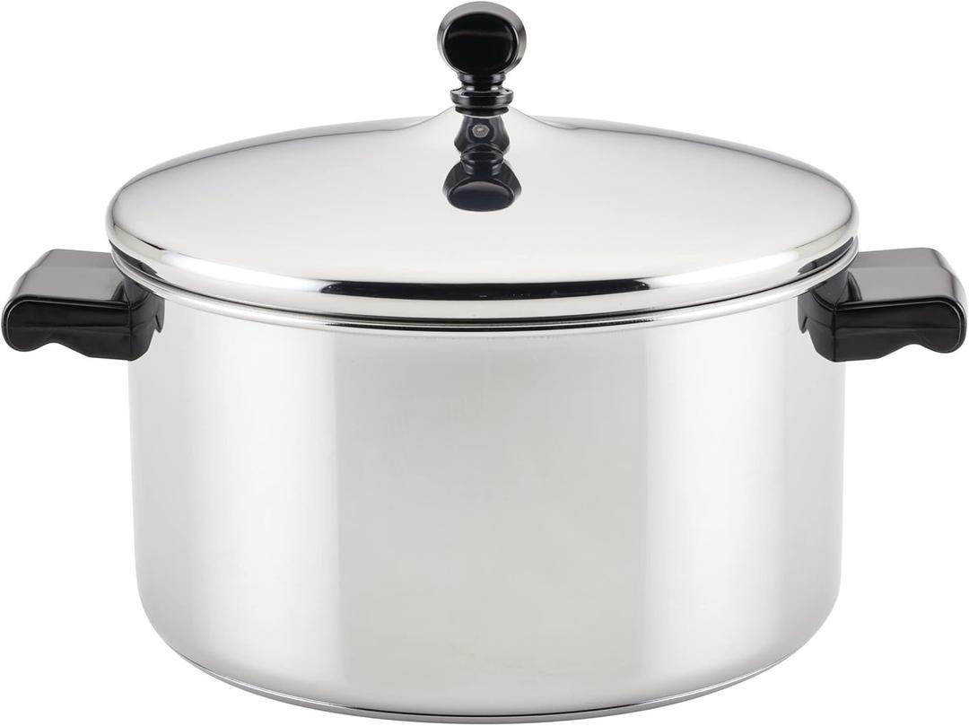 Farberware Classic Stainless Steel 6-Quart Stockpot with Lid, Stainless Steel Pot with Lid, Silver