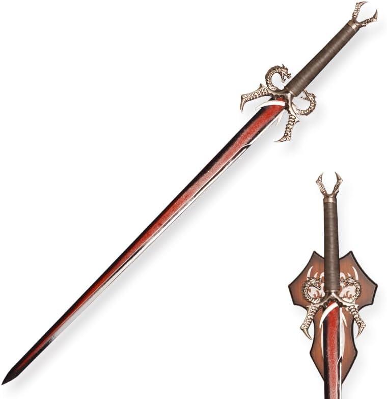 43.7" Dragon Hilt Sword, Red Blade, Wall Plaque, Display