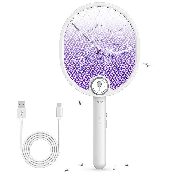 Buzbug Electric Fly Swatter, Type-C Rechargeable Mosquito Swatter, Foldable, Dual Handheld and Auto Zap Mode, 3800V Powerful Instant Bug Zapper Racket, Mosquito Bat for Indoor Outdoor Camping -WD956A Buzbug Electric Fly Swatter, Type-C Rechargeable Mosquito Swatter, Foldable, Dual Handheld and Auto Zap Mode, 3800V Powerful Instant Bug Zapper Racket, Mosquito Bat for Indoor Outdoor Camping -WD956A