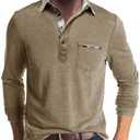 Aulemen Men's Long Sleeve Polo Shirts Casual Button Golf Tshirt Moisture Wicking Cotton Tee Collared Basic Shirts with Pocket, Small