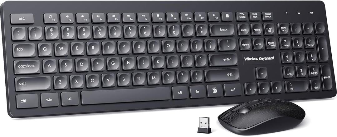 Wireless Keyboard and Mouse Comb, VEILZOR 2.4G Ultra-Slim USB Keyboard Mouse Set, Water-Dropping Keycaps, 12 Shortcuts, Wireless Keyboard for PC Laptop Windows XP/7/8/10, Vista, Mac, Pink (Black)