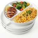 10" Ceramic Divided Plates Set of 4 - Large 3 Compartment Portion Control Plates for Adults Kids, Bariatric Dinner Plates for Balanced Meal Prep, Microwave Dishwasher Freezer Safe, White