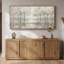 Framed Birch Tree Forest Landscape Wall Art for Living Room, 60x30 Inch, 28.5"L x 57"W