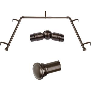 TONIAL Bay Window Curtain Rods, 36 to 72 Inch Center Rod for window, 20 to 36 Inch Side Rods for windows 3/4 Inch Decorative Drapery Rods with Small Cap Finial, Bronze