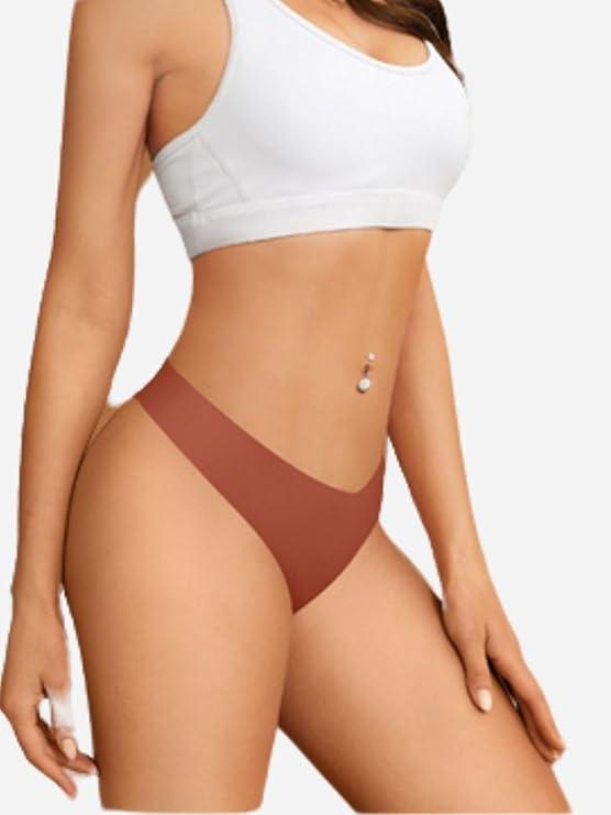 Thongs for Women No Show Thong V-Waisted Stretch Breathable Sexy Panties Underwear -Pack of 6, Multicolor (Small)