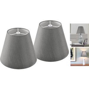 GOSO Gray Lamp Shades Set of 2 Small- 596.4inch(Spider) Drum Lamp Shade Natural Faux Silk Lampshades for Table Lamps Replacement No Assembly Required-Modern Bell