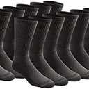 Dickies Men's Dri-Tech Essential Moisture Control Crew Socks Multipack, Charcoal (12 Pairs), Large