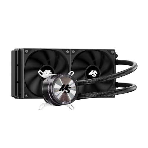 Minorsonic CPU Cooler 240mm Aio, Liquid Cooler CPU Low-Noise AMD AM5/AM4, Refrigeracion Liquida Water Cooling Systems, Intel LGA 1851/1700 PC Water Cooler 2 x 120 mm PWM Fans Black