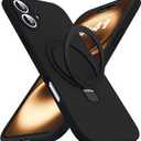 SKYLMW Designed for iPhone 16 Case with Magnetic Invisible Stand Compatible with Mag-Safe Military Drop Tested Shockproof Silicone iPhone 16 Phone Cases for Women Men 6.1'', Black