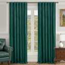 LAMIT Teal Velvet Curtains 120 Inch Length for Living Room, Thermal Insulated Room Darkening Drapes Luxury Privacy Protected Back Tab and Rod Pocket Panels for French Door, 2 Panels, 52 x 120 Inch