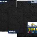 Muddy Mat Pack of 3 Highly Absorbent Microfiber Dog Door Mat and Pet Rug, Non Slip Thick Washable Area Mat Soft Chenille for Kitchen Bathroom Bedroom and Outdoor - Black Small, Medium & Large