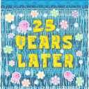 Cartoon Birthday Decorations Adjustable Number Years Later Banner Blue Tinsel Foil Fringe Curtains Backdrop Jellyfish Flowers and Bubbles Stickers for Ocean Theme Party Decorations