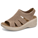 Womens Wedge Sandals Platform Walking Sandals Open Toe Ankle Elastic Strap Casual Comfortable Summer Dressy, 7-7,5