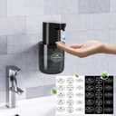 Wall Mounted Automatic Soap Dispenser 13.5oz/400ml Rechargeable Liquid Hand Soap Dispenser Touchless for Dish, IPX5 Waterproof for Bathroom/Kitchen/Washroom, Black