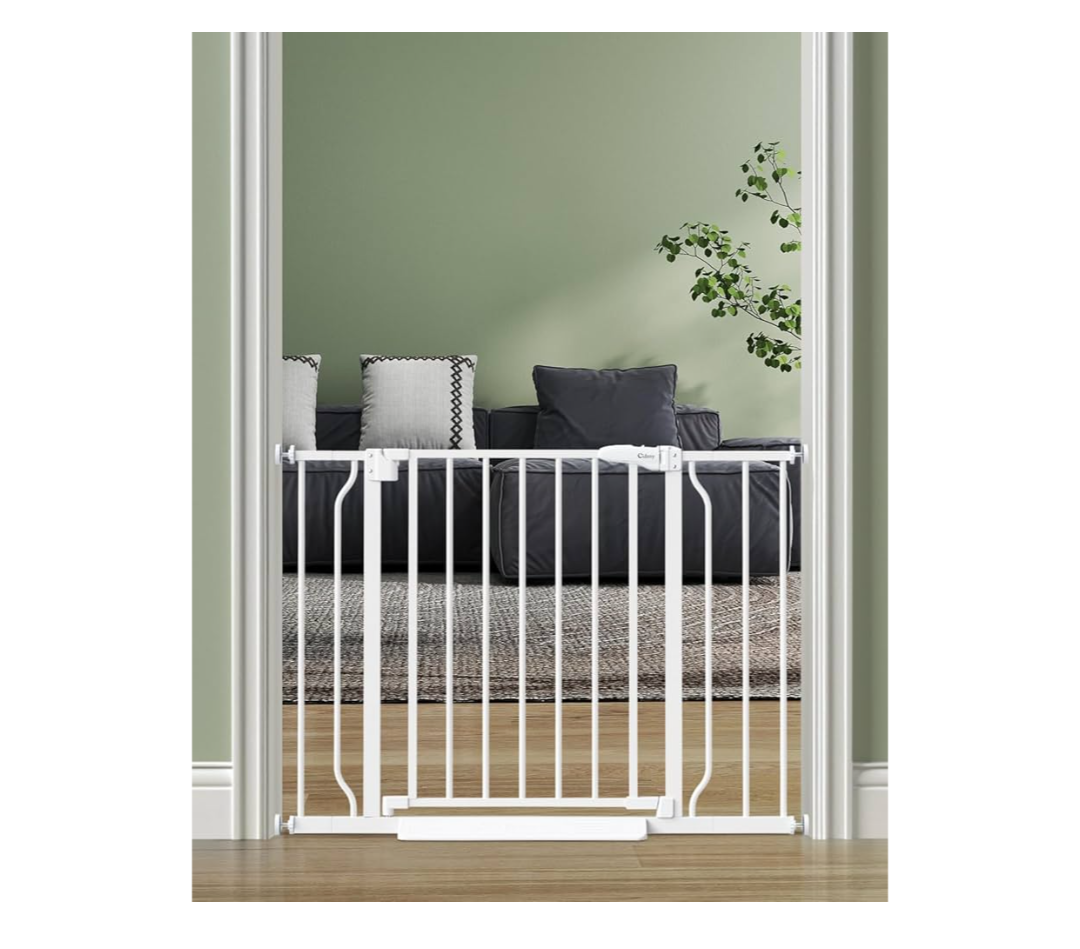 Baby Gate No Drilling, 29"-40" Auto Close Dog Gate Indoor for Doorways & Stairs, Pressure Mounted Adjustable Pet Gate, Easy Walk Through Child Gate for Children & Pets Stroller Friendly, White
