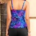 Tankini Swimsuits with Shorts - Two Piece Swimsuits Tummy Control Bathing Suits with Pockets (L)