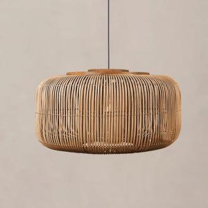 Kitchen Island Hanging Lamp Bar Counter Hanging Lights Handmade Wabi-Sabi Rattan Woven Pendant Light E27 Pendant Lamp Cage Chandelier for Over Table Living Ro,Brown-660mm
