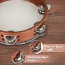 Wooden Hand Held Percussion Tambourine with Storage Bag - 8 Inches, Ideal for Church, Wedding, Party, Dance, Photo Shoot