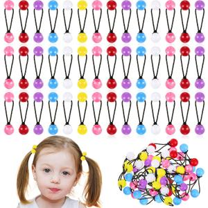 36 Pieces Hair Ties Balls Ponytail Holders Colorful Twin Bead Ponytail Balls 80s 90s Elastic Hair Accessories for Baby Kid(12 mm, Multicolor)