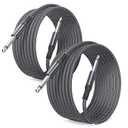 Elebase 1/4 inch 6.35mm TS Guitar Cable 30FT 2Pack | Quarter inch 6.3mm Guitar Instrument Cord,Mono Straight 1/4 Male Audio Wire Line for Electric Bass,Amp,Keyboard,Pedals