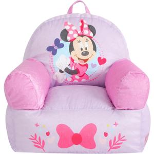 Disney Minnie Mouse Sofa Bean Bag Armchair, Soft Plush Lounge Chair for Bedroom or Playroom, 17 inches x 17 inches x 20 inches