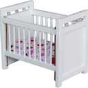 1:12 Scale Dollhouse Mini Crib: Wooden Baby Doll Crib for Dollhouse - Adorable Doll House Accessories and Furniture - Mini Baby Bed Cradle for Miniature Furniture 1 12 Scale 4.40 * 3.93 inches