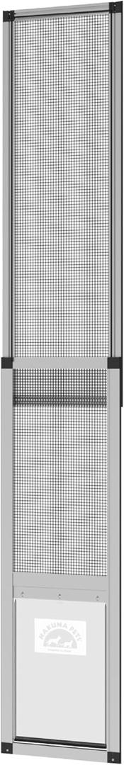 Hakuna Pets V2 Patio Pet Door Screen Insert Panel for Sliding Doors, Fits Door Track Min Ht 62.99" to Max Ht 84.25",UV Resistant Mesh, Locking Magnetic Dog Door, Easy Install and Removal,Large,Silver