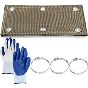 Coloch Titanium Pipe Shield, 6x12 Exhaust Heat Shield Protector with Clamps & Gloves Two-Layer Pipe Heat Insulation Protection up to 1200F, for Pipes, Automotive, Motorcycle