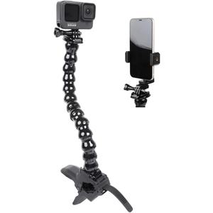 Jaws Flex Clamp Smartphone Mount with Adjustable Gooseneck13 Sections Compatible with iPhone Samsung,and GoPro Hero 9,8,7,6,5,4, 3+, 2, 1, DJI Osmo Action Camera Mounts and Most Action Cameras