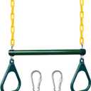 LadyRosian Gym Rings Trapeze Swing Bar 17'', Heavy Duty Chain Swing Set Accessories with Locking Carabiners, 47'' Swing Chains, Monkey Bars for Backyard, Playground, Playroom