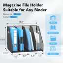 SUPEASY Binder Organizer, Magazine File Holder with 4 Vertical Compartments Rack, Metal Desk File Organizer & Binder Holders, Magazine Organizers for Office Desktop, Home, School (Black)