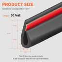 50 Feet Rubber Edge Trim Seal Strip, BISOTHAI Self-Adhesive Rubber U Channel Weather Stripping for Car Doors, Hatches, and Glass, Steel Plates, Easy Cut to Size(Black)