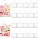 24 Pack Clear Plastic Gift Bags with Handles, Party Favor Bags with Ribbons and Tags, Reusable Goodie Tote Bags for Mother's Day Wedding Baby Shower (7.9 x 7.9 x 3.2")