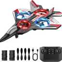 RC Plane, Foam Remote Control Airplane, Drone for Kids, RC Aircraft for Boys and Girls, Fighter Jet Helicopter with LED Lights, Altitude Hold, 360 Flip Stunt Rotation, Speed Adjust Flying Toy (Red)
